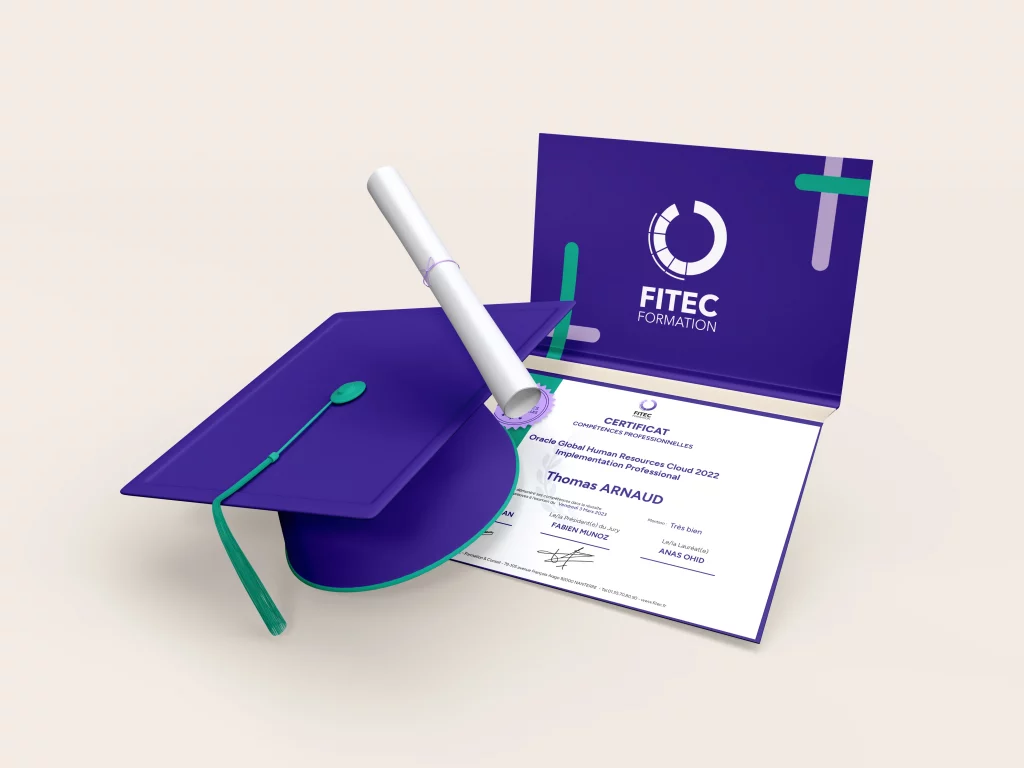 Visuel du design des diplômes remis aux apprenants Fitec.