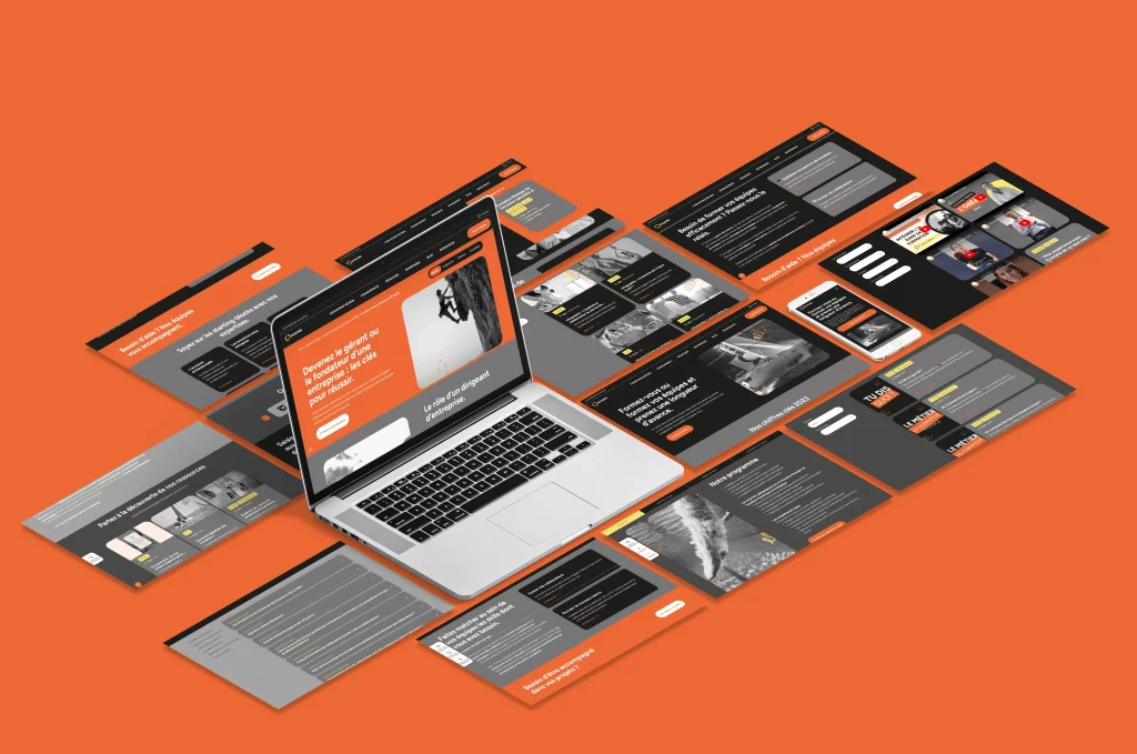 Visuels des différentes pages du site Evocime.