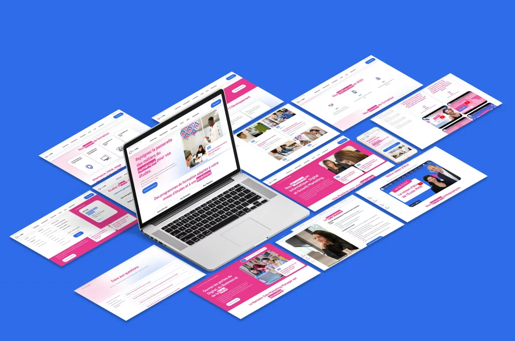 Visuels des différentes pages du site PMN.