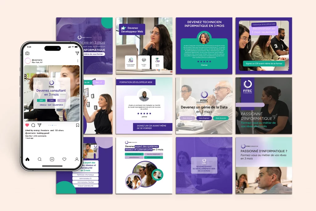 Une partie des visuels créés pour les Ads Fitec.