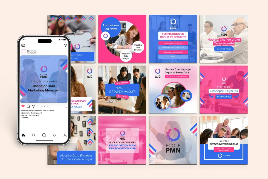 Une partie des visuels créés pour les Ads PMN.