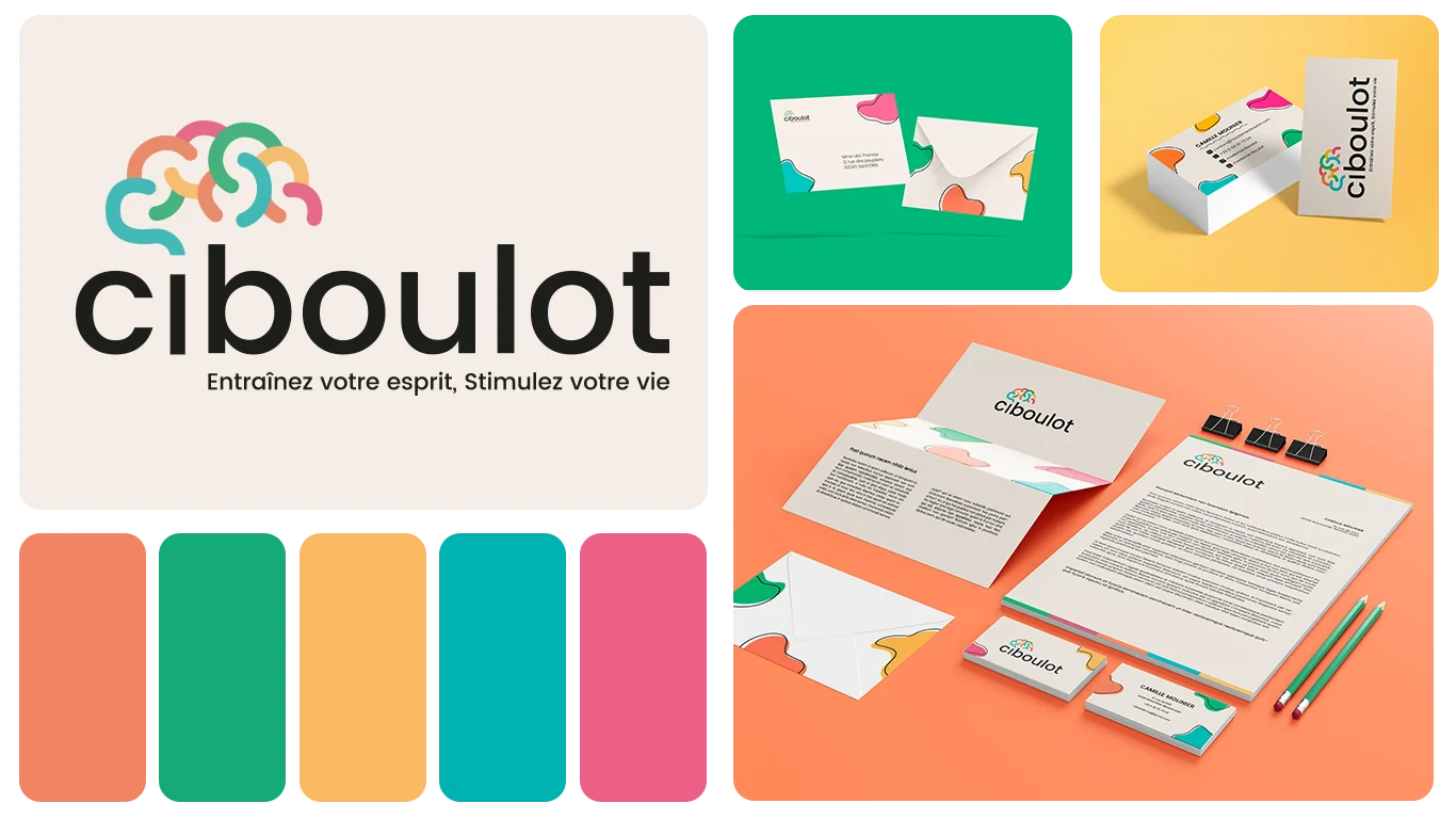 Image regroupant les principaux éléments de la charte graphique de Ciboulot.
